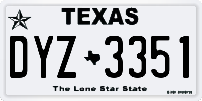 TX license plate DYZ3351