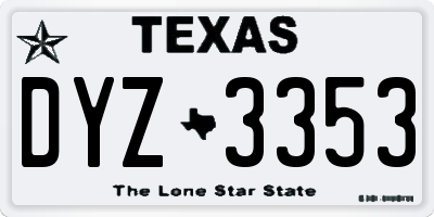 TX license plate DYZ3353