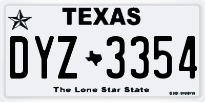 TX license plate DYZ3354