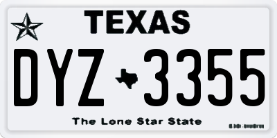 TX license plate DYZ3355