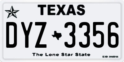 TX license plate DYZ3356
