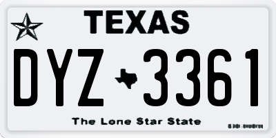 TX license plate DYZ3361
