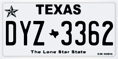 TX license plate DYZ3362