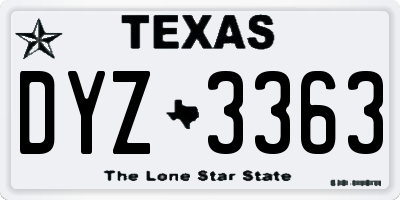 TX license plate DYZ3363