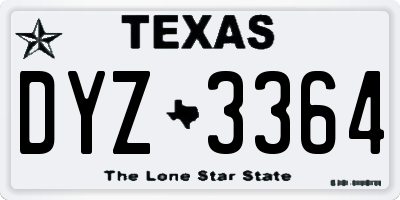 TX license plate DYZ3364