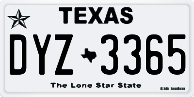 TX license plate DYZ3365