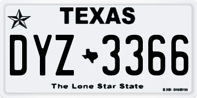 TX license plate DYZ3366