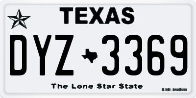TX license plate DYZ3369