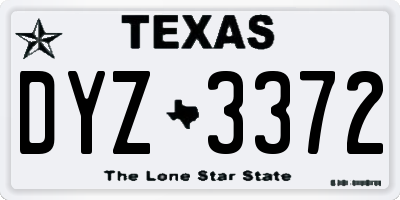 TX license plate DYZ3372