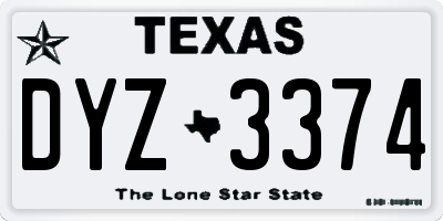 TX license plate DYZ3374