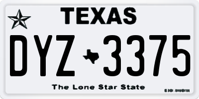 TX license plate DYZ3375