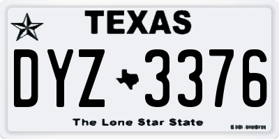 TX license plate DYZ3376