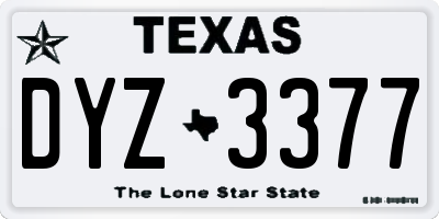 TX license plate DYZ3377