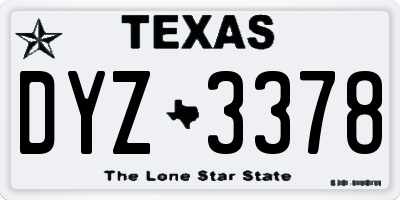 TX license plate DYZ3378