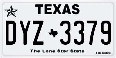 TX license plate DYZ3379