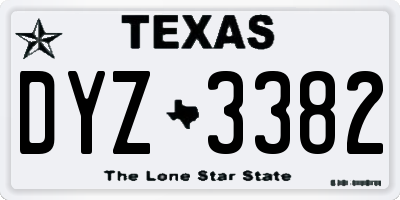 TX license plate DYZ3382