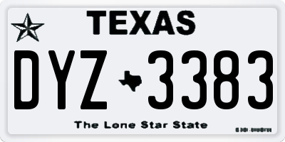 TX license plate DYZ3383