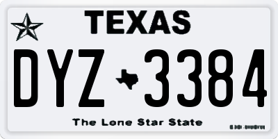 TX license plate DYZ3384