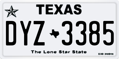TX license plate DYZ3385