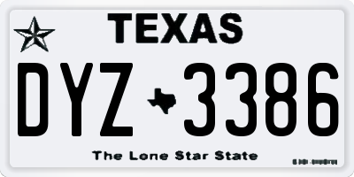 TX license plate DYZ3386