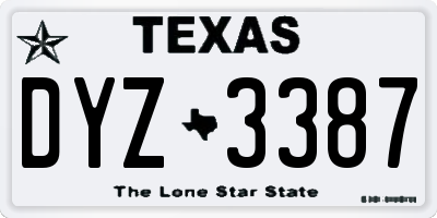 TX license plate DYZ3387
