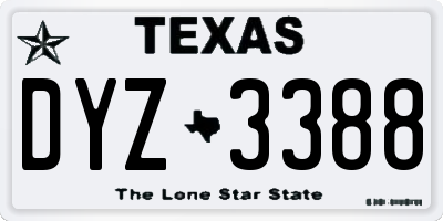 TX license plate DYZ3388