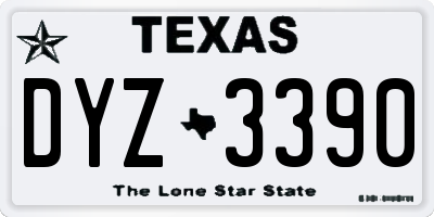 TX license plate DYZ3390