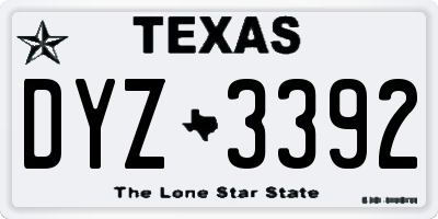 TX license plate DYZ3392