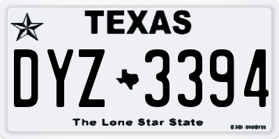 TX license plate DYZ3394