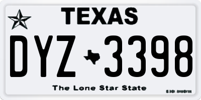 TX license plate DYZ3398