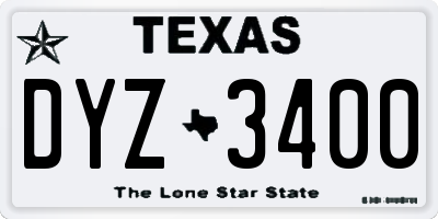 TX license plate DYZ3400
