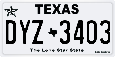 TX license plate DYZ3403