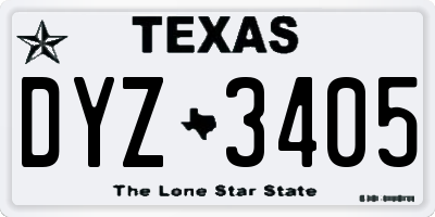 TX license plate DYZ3405