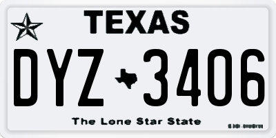 TX license plate DYZ3406