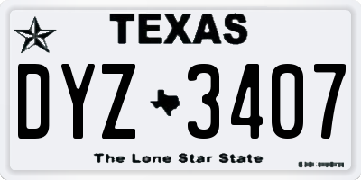 TX license plate DYZ3407
