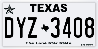 TX license plate DYZ3408