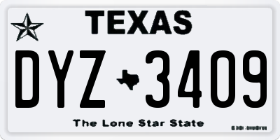 TX license plate DYZ3409
