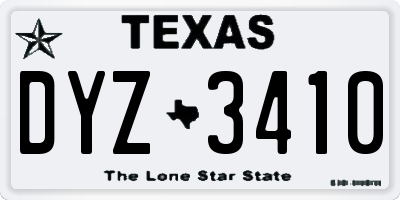 TX license plate DYZ3410
