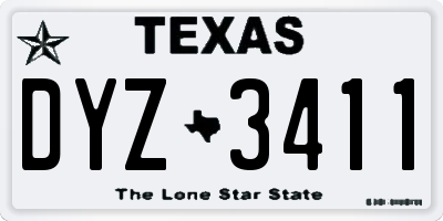 TX license plate DYZ3411
