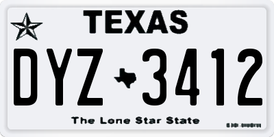 TX license plate DYZ3412