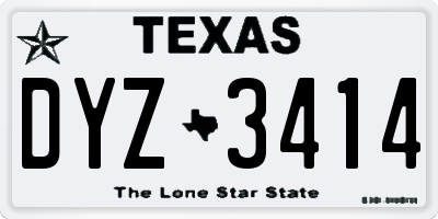 TX license plate DYZ3414