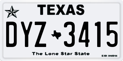 TX license plate DYZ3415