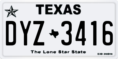 TX license plate DYZ3416