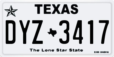 TX license plate DYZ3417