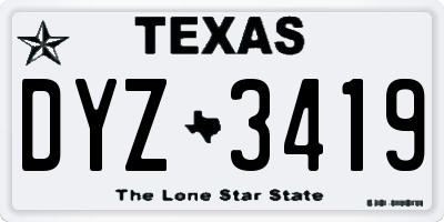 TX license plate DYZ3419