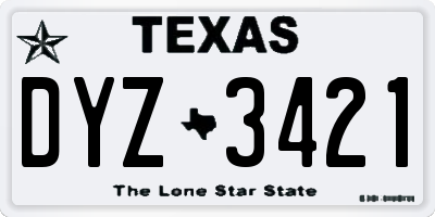 TX license plate DYZ3421