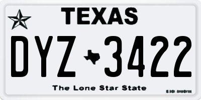 TX license plate DYZ3422