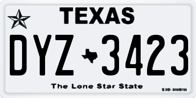 TX license plate DYZ3423