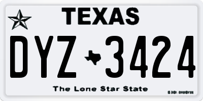 TX license plate DYZ3424