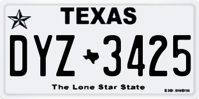 TX license plate DYZ3425